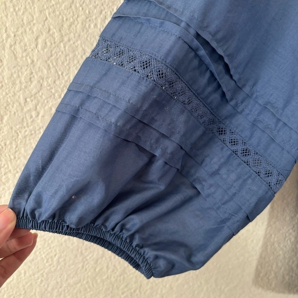 Women's LC Lauren Conrad Squareneck Lace Volume Sleeve Blouse Size Medium - Picture 3 of 9